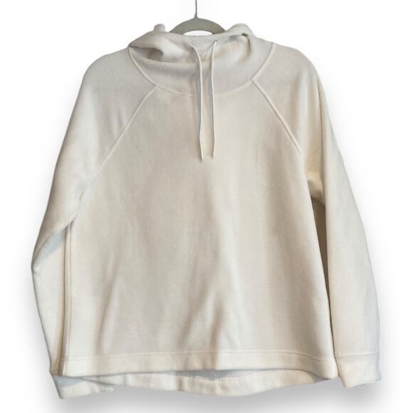 Womens Gap White Buttery Soft Hooded Cowl Neck Workout Gym Hoodie Size Medium - Picture 1 of 15